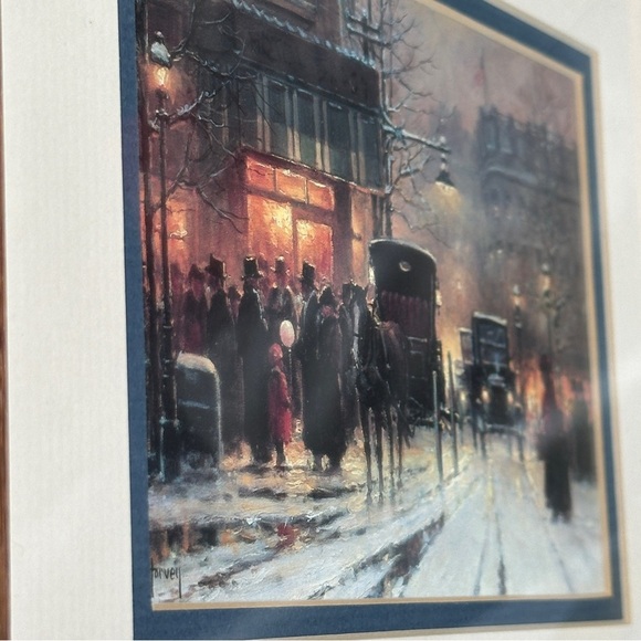 Elegant Winter Street Scene Art Print in Wooden Frame - Picture 3 of 7